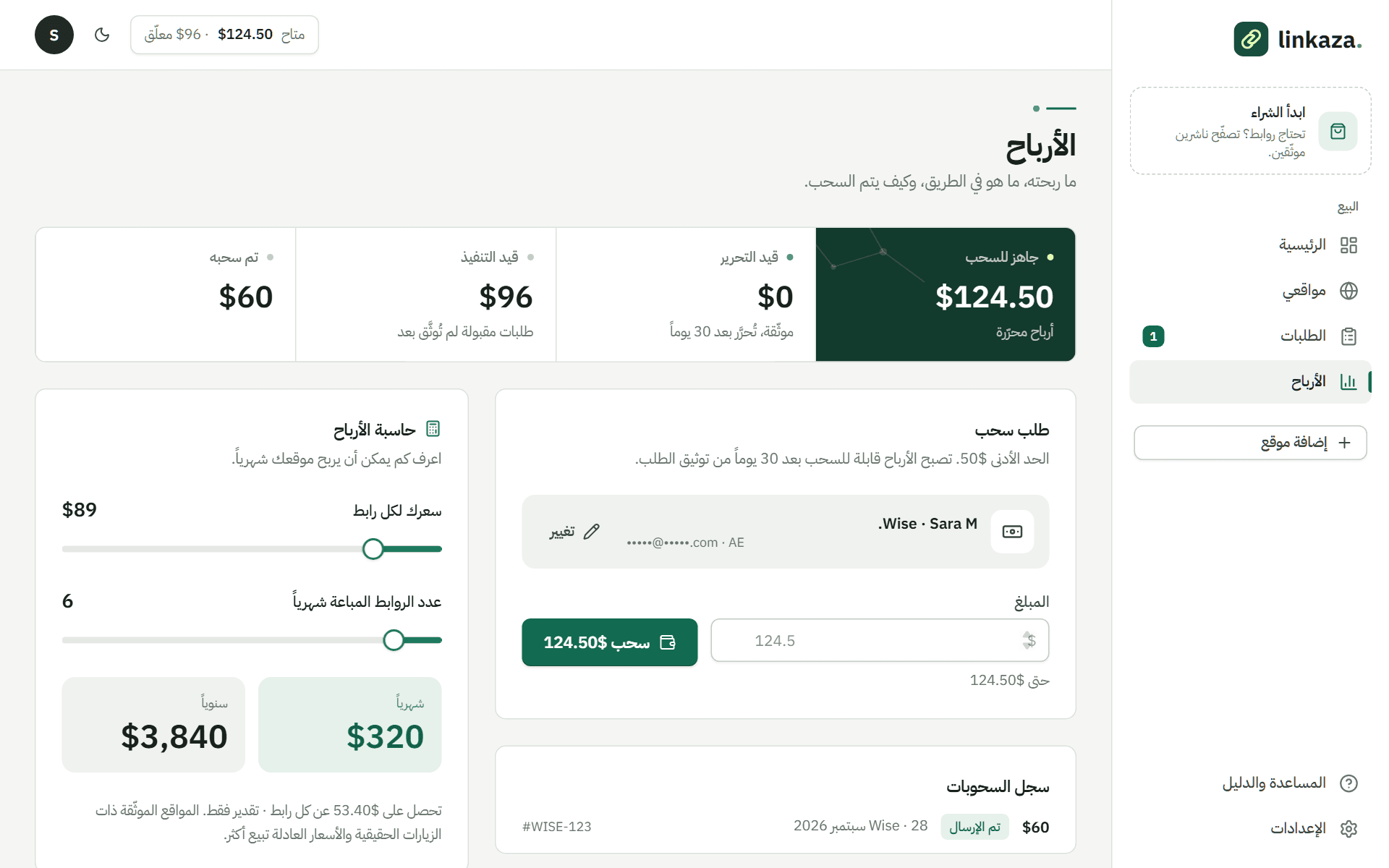 للناشرين: الأرباح والسحب