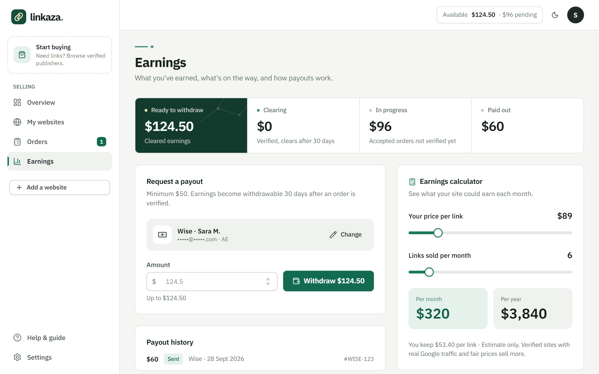 For publishers: earnings and payouts