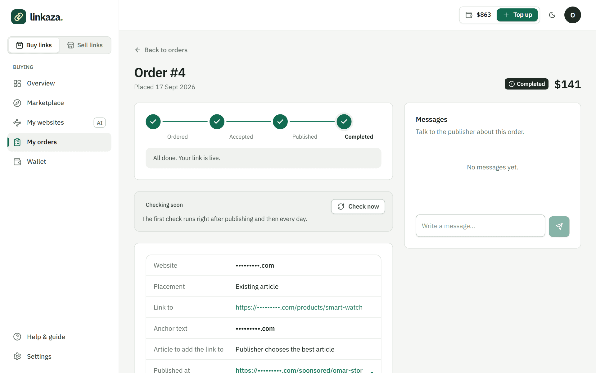 Follow the order to completion